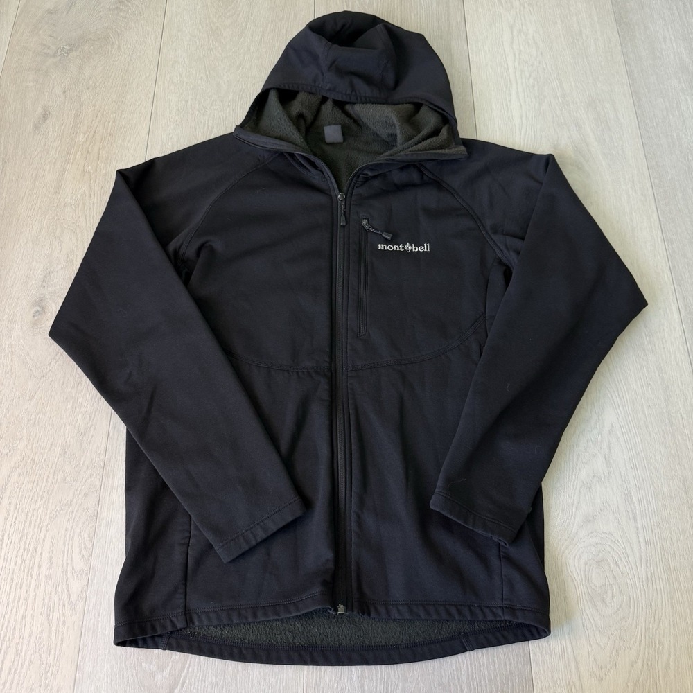 Montbell Climaplus Fleece Full Zip Black Hoodie Men's Size S Small Climb Hike